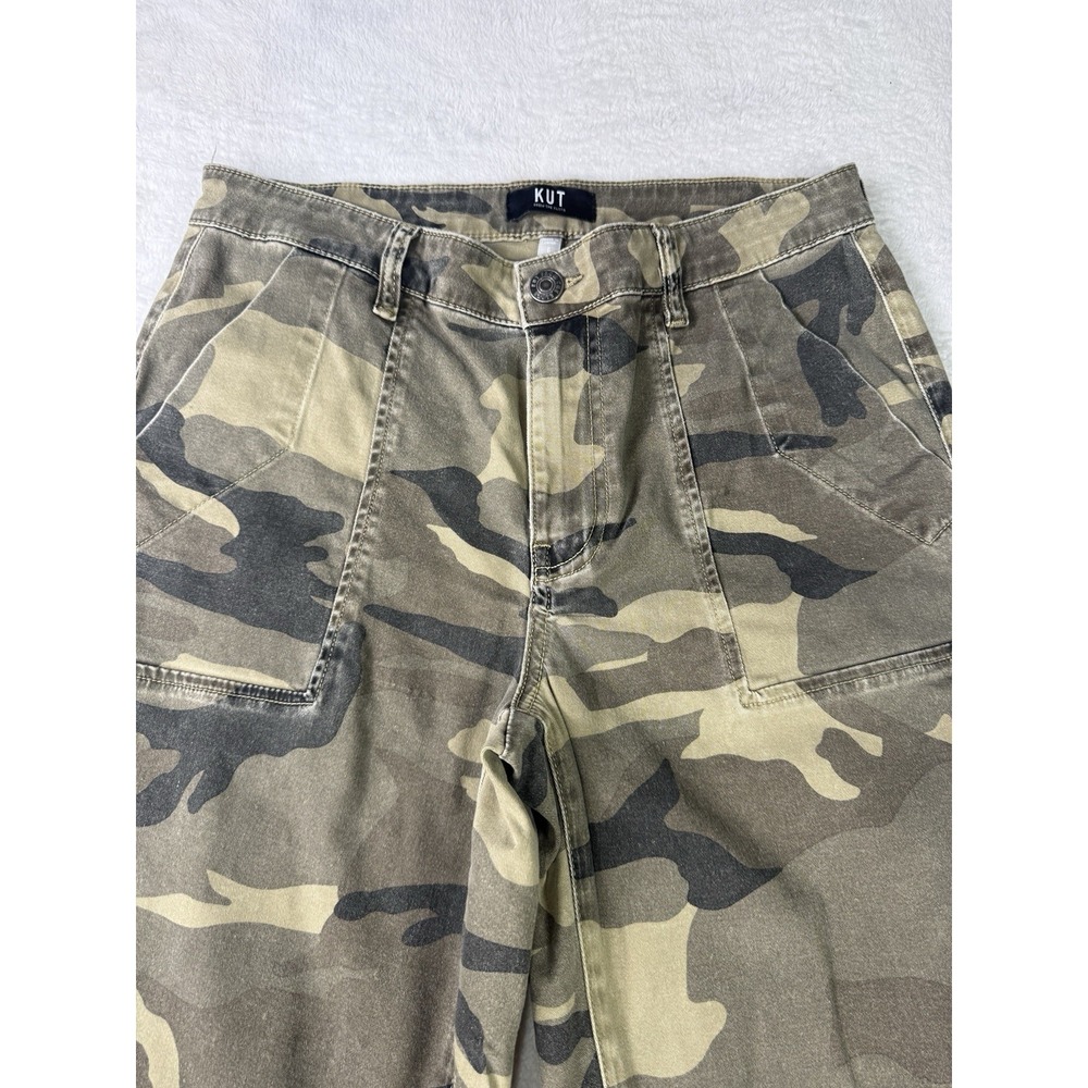 Kut From The Kloth Ashton Camo Barrel Leg Pant Size 6 High Rise Cotton Blend - Picture 2 of 11